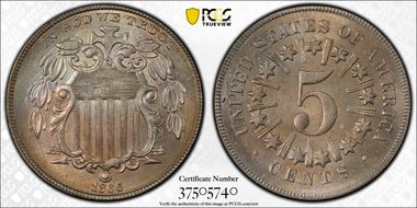 1866 5C Rays MS65+