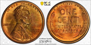 1955-S 1C MS66RB