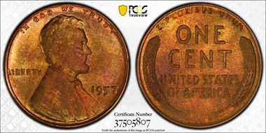 1957 1C MS65RB
