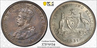 1931(m) Florin KM-27  Ag AU58