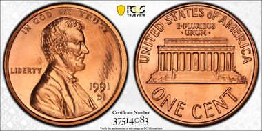1991-D 1C MS67+ RD