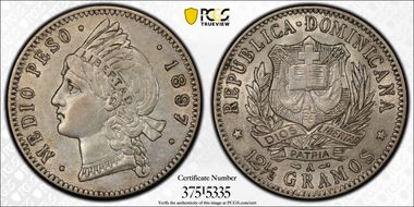 1897-A 1/2 P KM-15  Ag AU55