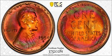 1954-S 1C MS65RB