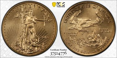 2015 $5 Gold Eagle-Narrow Reeds MS70