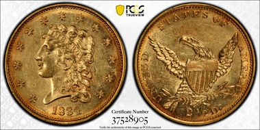 1834 $2.50 Classic MS62