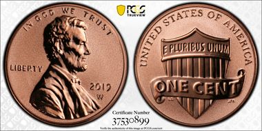 2019-W 1C Shield - Reverse Proof PR68RD