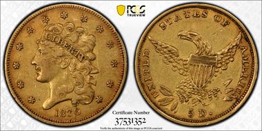 1836 $5 HM-3 XF40