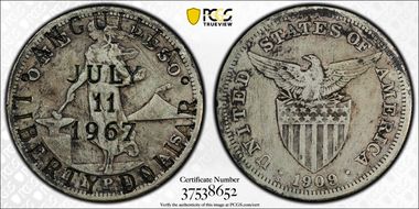 1967 $1 X-5 C/M on US Phil Peso N1