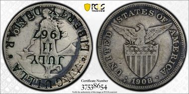 1967 $1 X-5 C/M on US Phil Peso N1