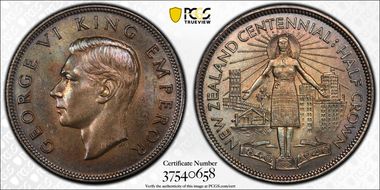 1940 1/2 Cr Centennial KM-14 AU58