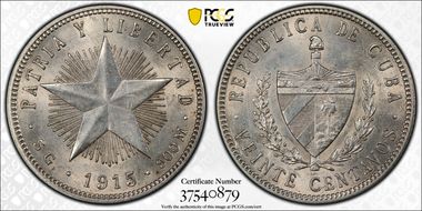 1915 20C Coarse Reeding MS62