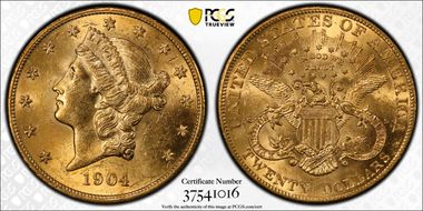 1904 $20 MS62