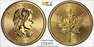 2019 $50 Maple Leaf Au MS69