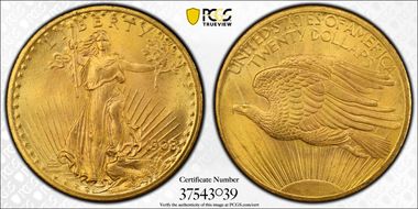 1908 $20 No Motto - Wells Fargo MS69