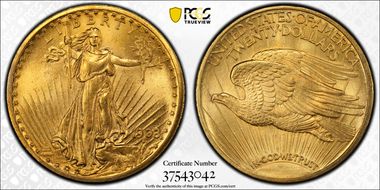1908 $20 Motto MS65+