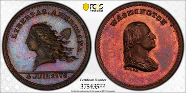 (1867) Medal GW-798 Copper Mule Washington-Libertas Amer. MS64BN
