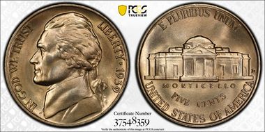 1939-D 5C Reverse of 1938 MS67+ FS