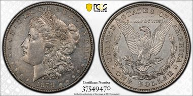 1878 8TF $1 VAM 14.5, Open Nostril AU53