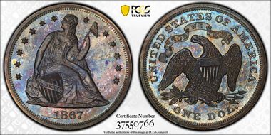 1867 $1 PR64
