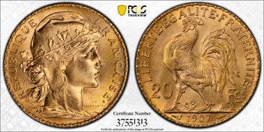 1907 20 Fr Gad-1064a F-535 Refrappe MS65