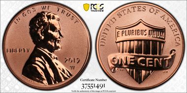 2019-W 1C Shield - Reverse Proof PR69RD