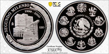 1999-2000-Mo 10 Peso Millenium - Architecture PR70DCAM