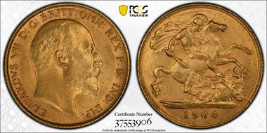 1904-P 1/2 Sov S-3976A AU58