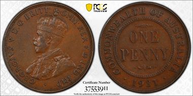 1931 (m) 1D Indian obverse Aligned date AU55BN