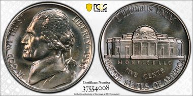 1938 5C Re-Engraved Obv Design FS-403 PR67