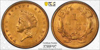 1855 G$1 MS62