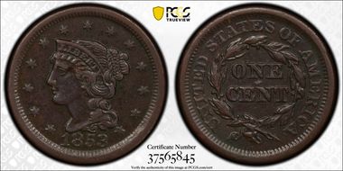 1853 1C Newcomb 21 XF40BN