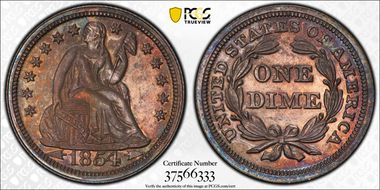 1854 10C PR64