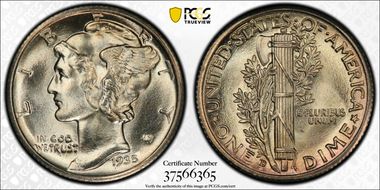 1935-D 10C MS66+ FB