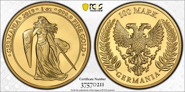 2019 "100 Mk" Germania - Fantasy Issue Au PR70DCAM