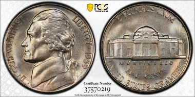 1939-S 5C Reverse of 1940 MS65FS