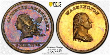 (1867) Medal GW-798 Brass Mule Washington-Libertas Amer. MS64