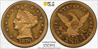 1870 $2.50 AU58
