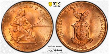 1944-S 1C KM-179 MS65RD