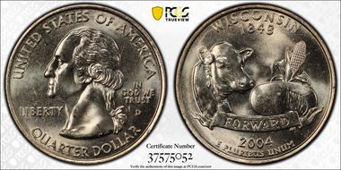 2004-D 25C Wisconsin Extra Leaf Low MS66