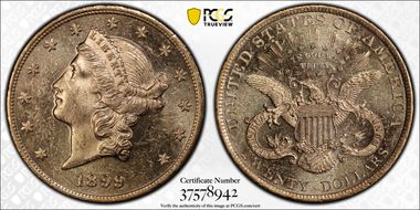 1899 $20 MS62PL