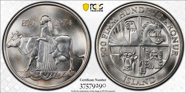 1974 500 Kr 1100 Years MS68