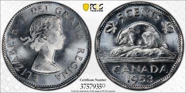 1953 5C Strap, Near Leaf MS65