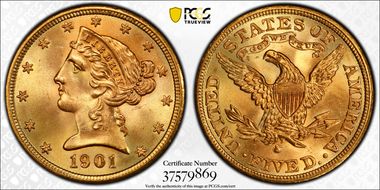 1901-S $5 MS67
