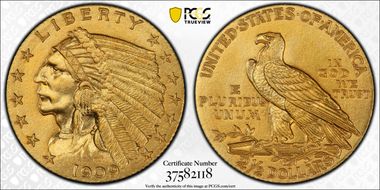 1909 $2.50 PR64