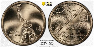 2018-P $1 American Innovation Series  Washington-Signed 1st Patent Position A MS67+ 