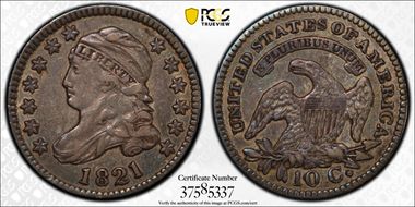 1821 10C Large Date VF35
