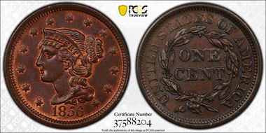 1856 1C N-2 MS63BN