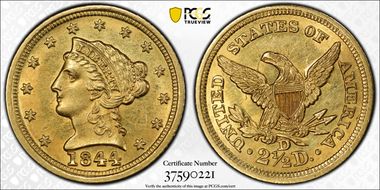 1844-D $2.50 MS61