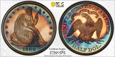 1869 50C PR66CAM
