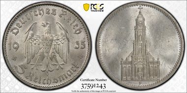 1935-F 5 Mk Potsdam J-357 MS63